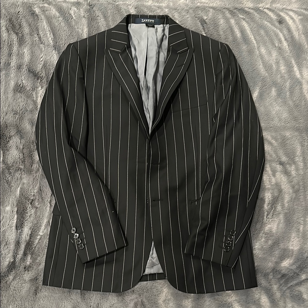Zanetti Black Pinstripe Men's Blazer